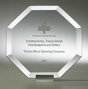 BBB Ethics award honorable mention Toledo Metal Spinning